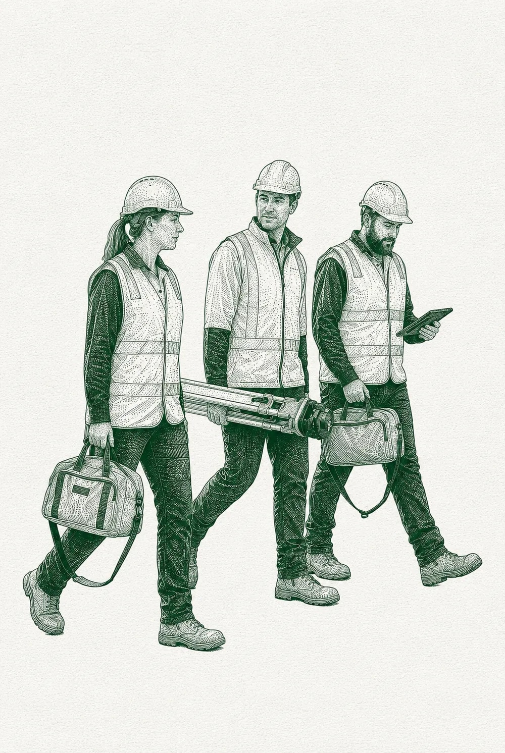 SiteSherpa illustration: logistics workers walking a site