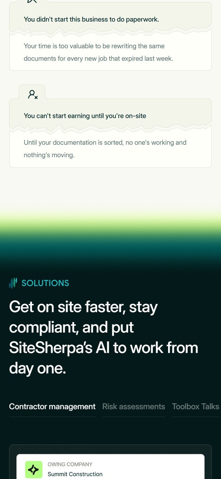 The marketing site on a phone